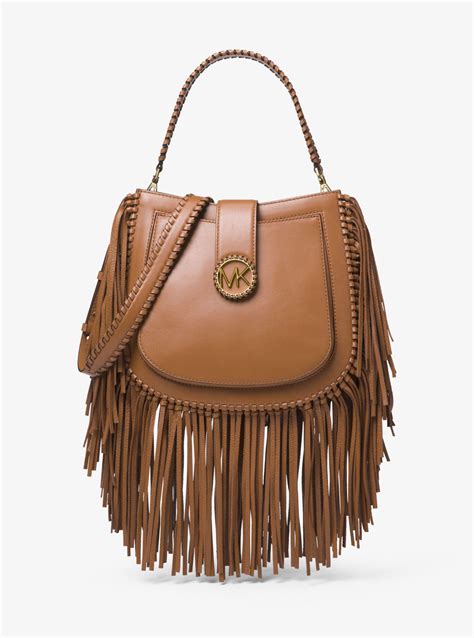 michael kors lillie fringe|Lillie Medium Fringed Leather Shoulder Bag .